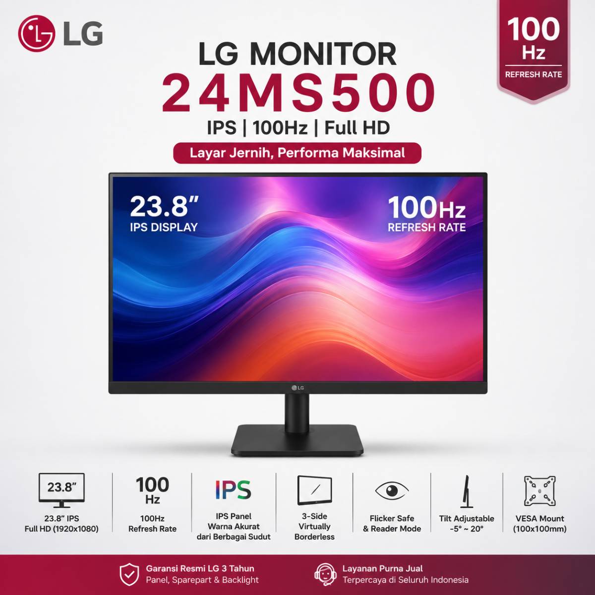 Monitor 24 inc LG 24MS500 IPS 100Hz